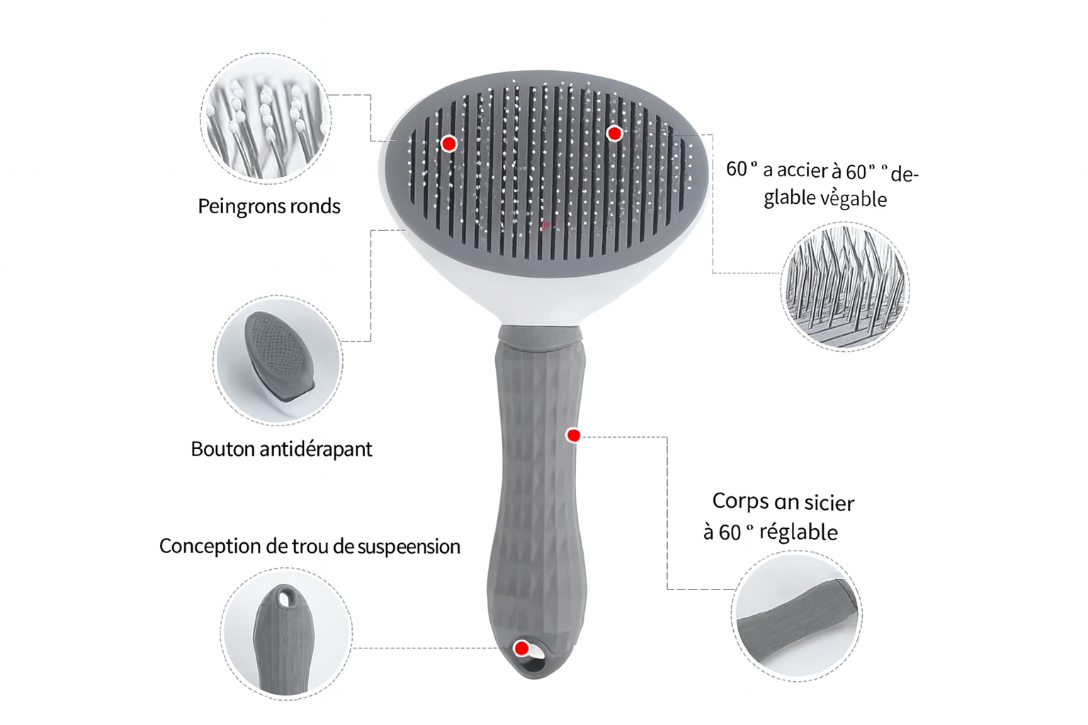 Brosse autonettoyante pour chien et chat