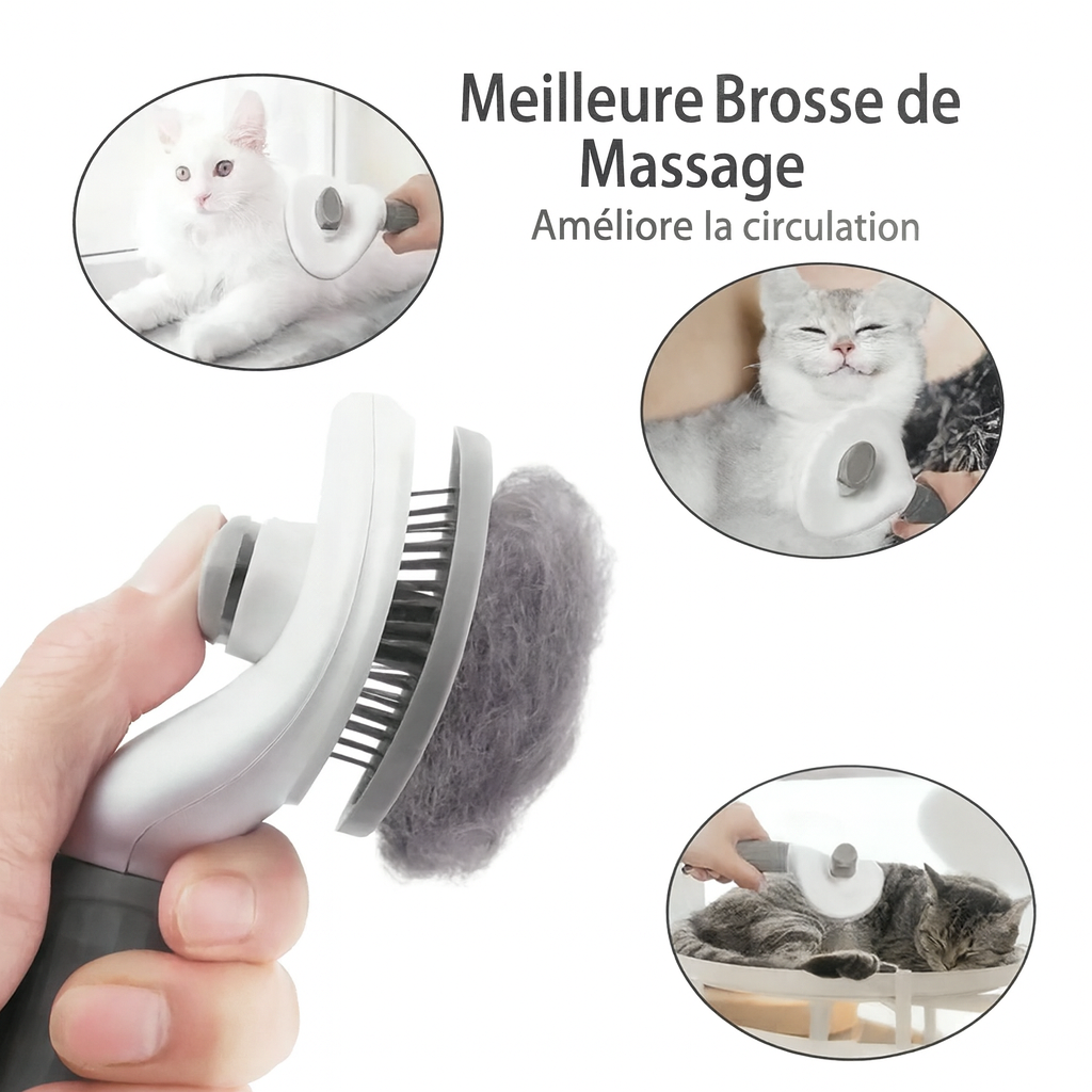Brosse autonettoyante pour chien et chat